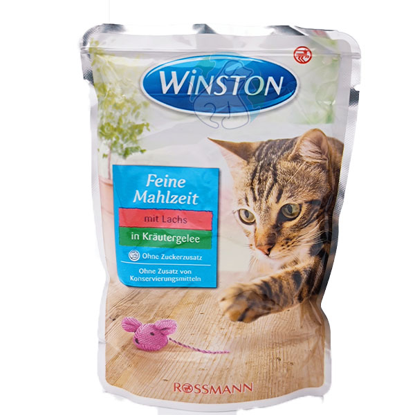 پوچ گربه بالغ ماهی سالمون و هویج ژله ای 100گرمی Winston